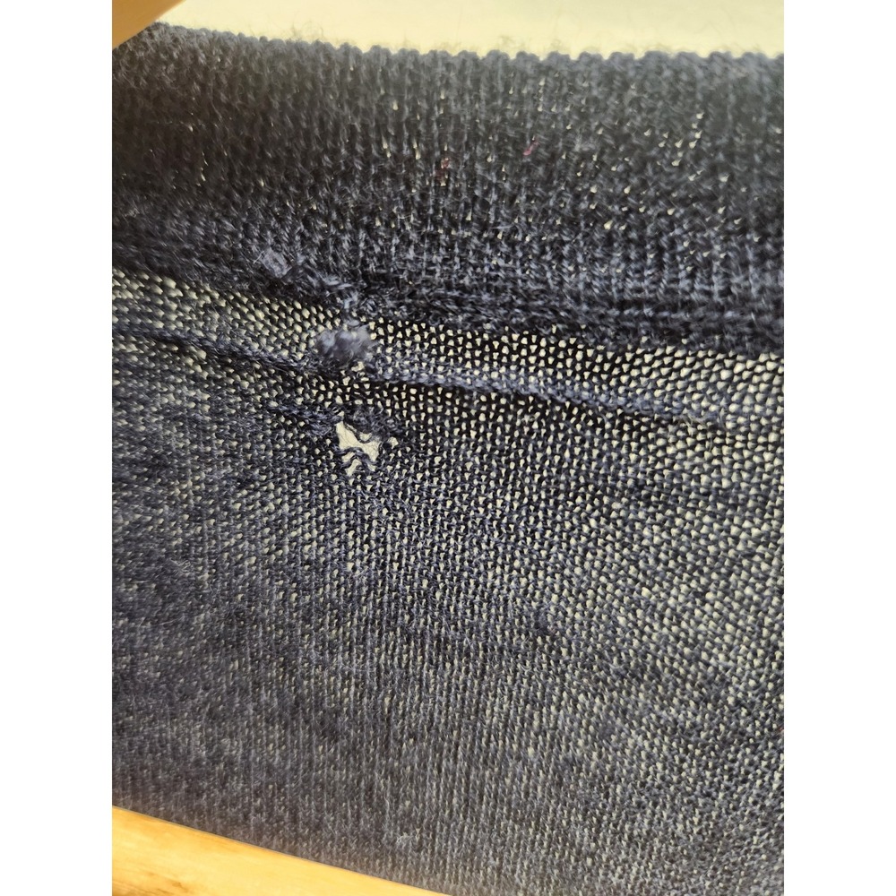 Navy Blue Wool Blend Cardigan Sweater Gold Button Long Sleeve Women's - Picture 2 of 3